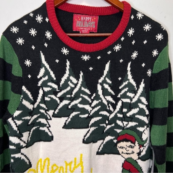 Happy Holiday Funny Ugly Christmas Sweater Size Medium - Picture 3 of 8